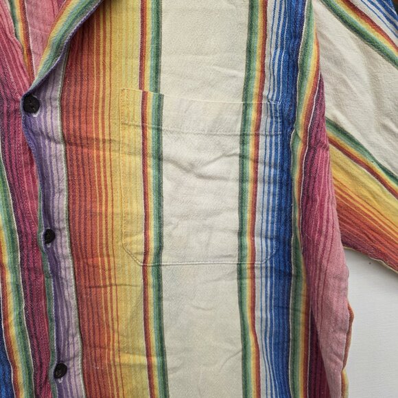 Mens Cotton Button Down Striped Shirt Size Large Multicolor - Picture 3 of 7